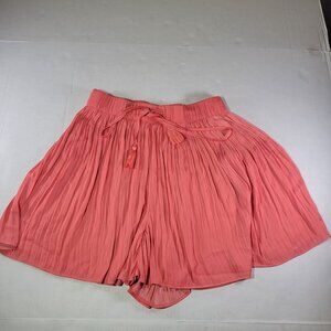 Zara Coral  Micro Pleated Lightweight Summer High-Waist Shorts Women Size M